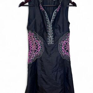 Nanette Lepore Silk Blend Dress with Beading and Embroidery Boho Resort Dress